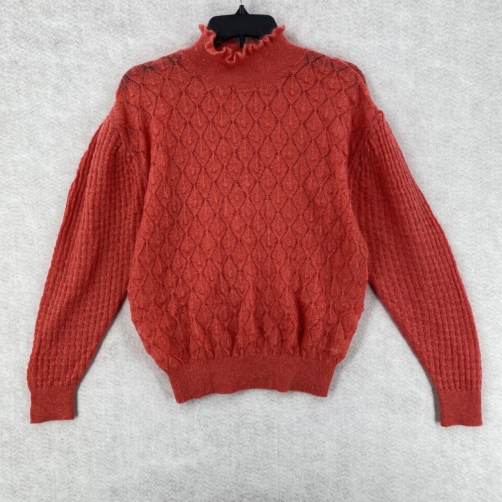 Anthropologie Red Diamond Knit Sweater
